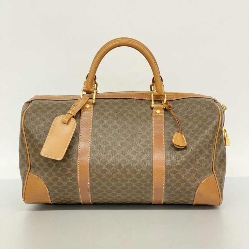 5od4416】セリーヌ ボストンバッグ マカダム PVC ブラウン ゴールド