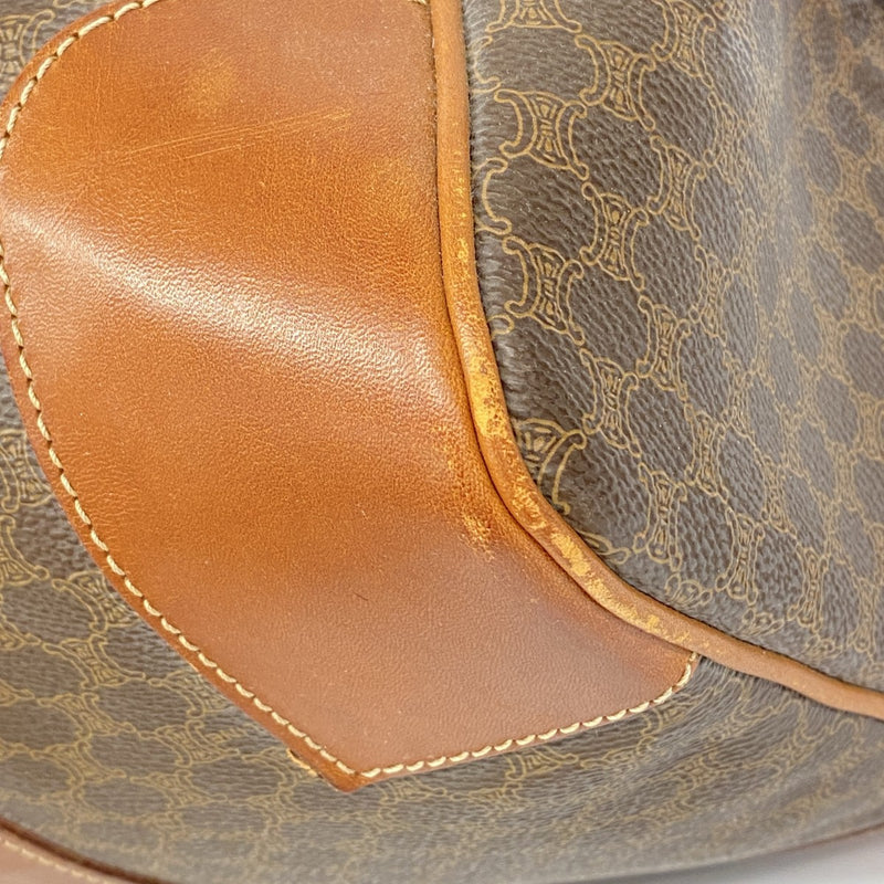 5od4416】セリーヌ ボストンバッグ マカダム PVC ブラウン ゴールド