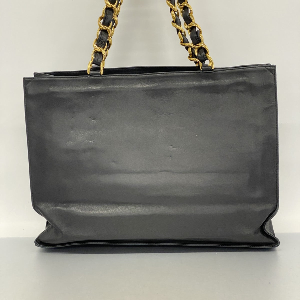 5od4522-h】シャネル トートバッグ ラムスキン ブラック ゴールド金具