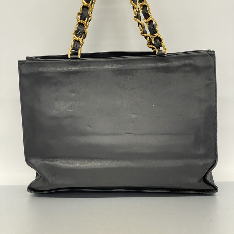 5od4522-h】シャネル トートバッグ ラムスキン ブラック ゴールド金具