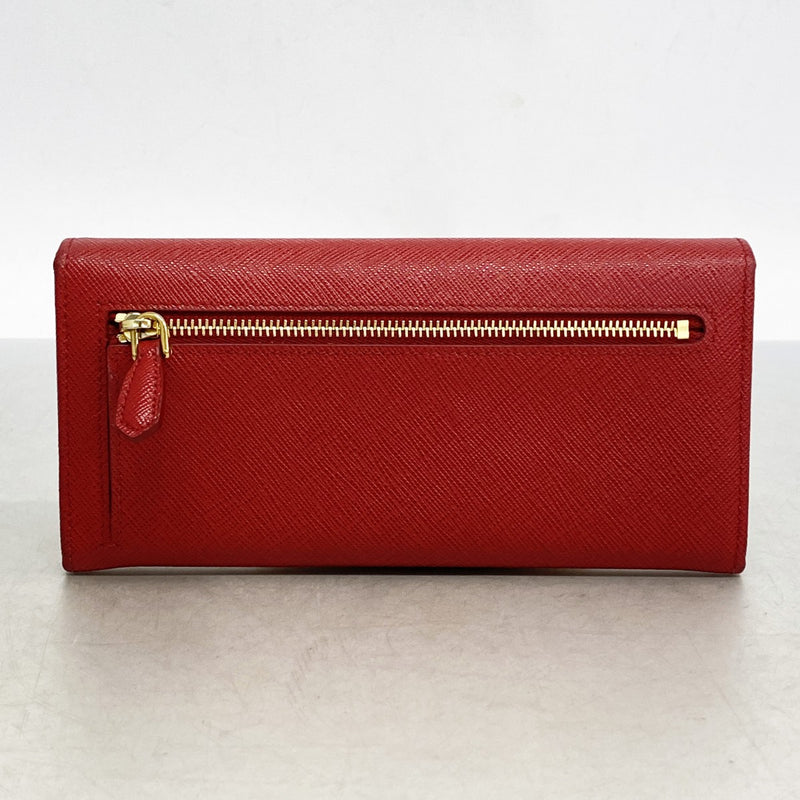5od4628】プラダ 長財布 サフィアーノ レザー レッド ゴールド金具