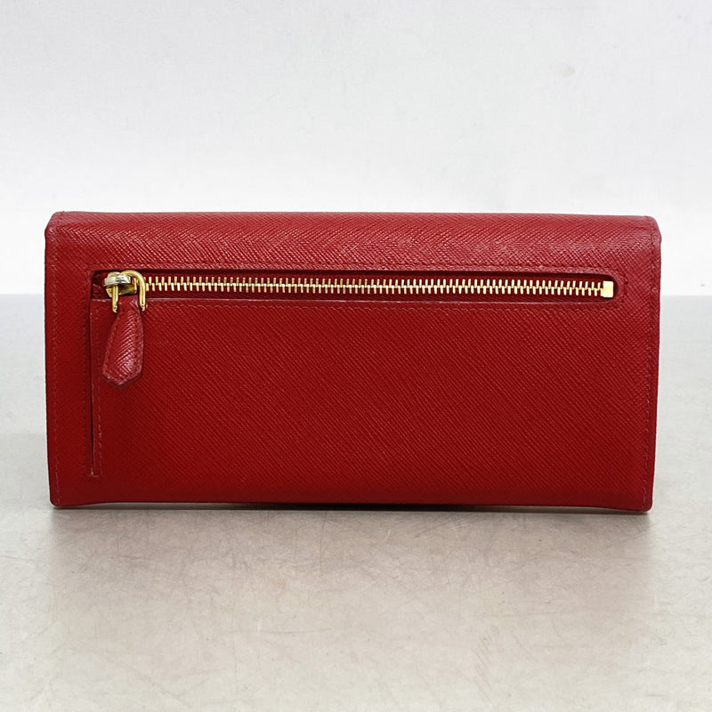 5od4629】プラダ 長財布 サフィアーノ レザー レッド ゴールド金具