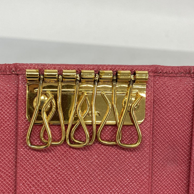 5od4630】プラダ キーケース サフィアーノ レザー ピンク ゴールド金具