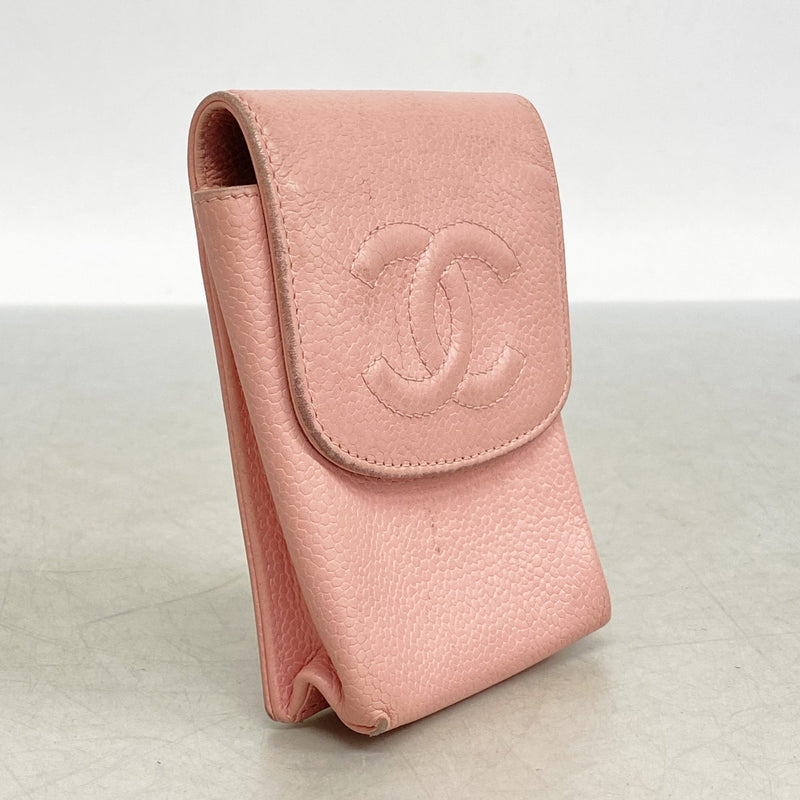 5od4632】シャネル シガレットケース キャビアスキン ピンク ゴールド