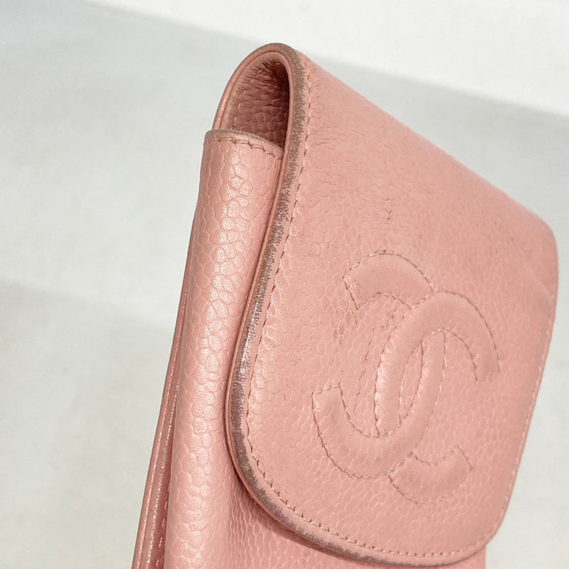 5od4632】シャネル シガレットケース キャビアスキン ピンク ゴールド