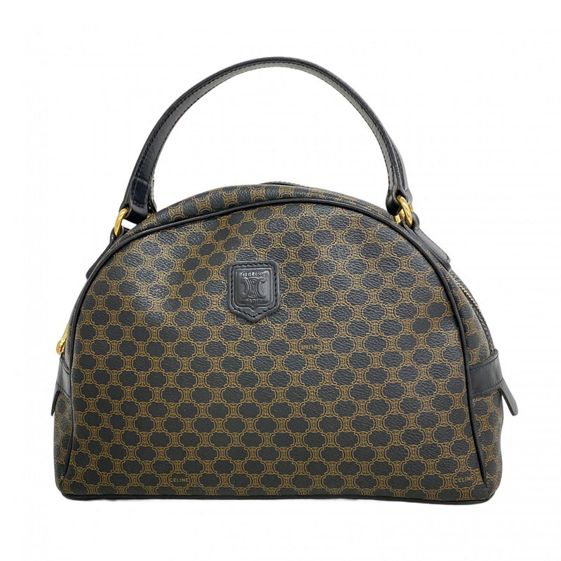 5od4678】セリーヌ ハンドバッグ マカダム PVC ブラック ゴールド金具