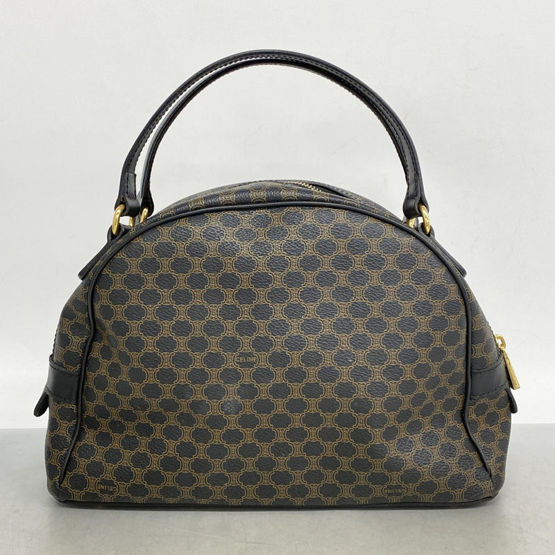 5od4678】セリーヌ ハンドバッグ マカダム PVC ブラック ゴールド金具