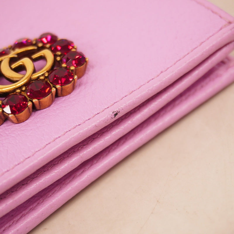 5od4691】グッチ 財布 GGマーモント 499783 レザー ピンク ゴールド