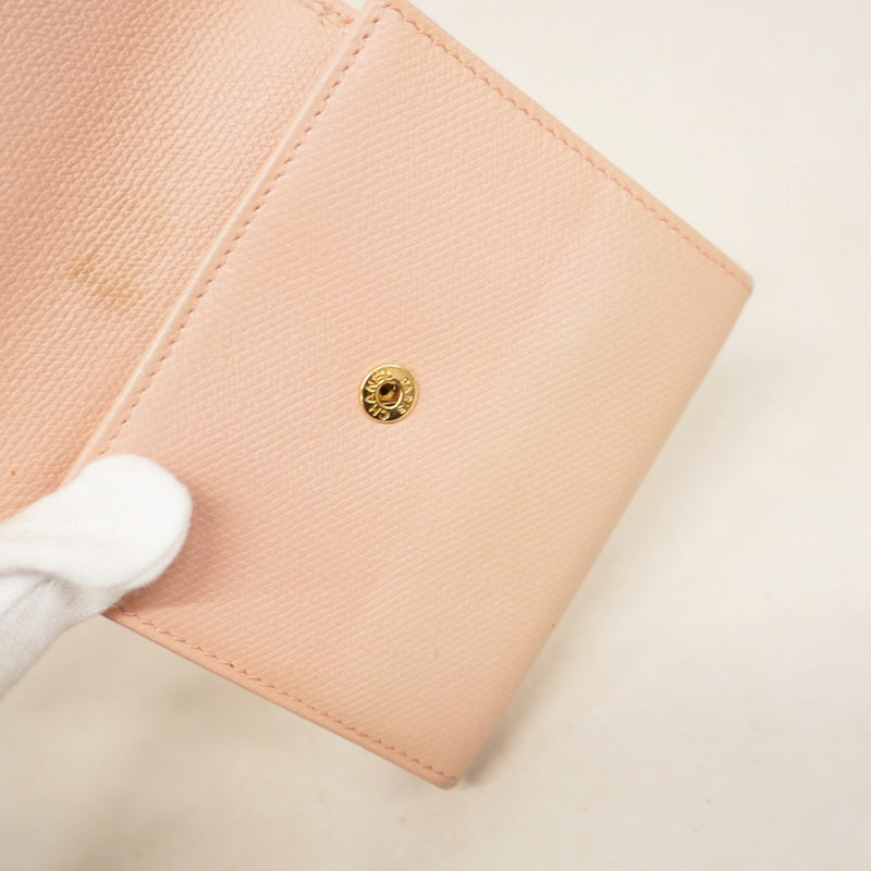 5od4706】シャネル 三つ折り財布 ココボタン レザー ピンクベージュ