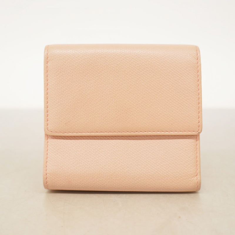 5od4706】シャネル 三つ折り財布 ココボタン レザー ピンクベージュ