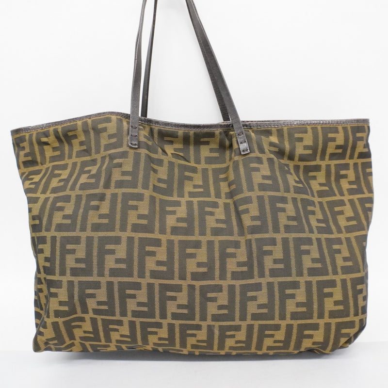 5od4773】フェンディ トートバッグ ズッカ ナイロン ブラウン シルバー
