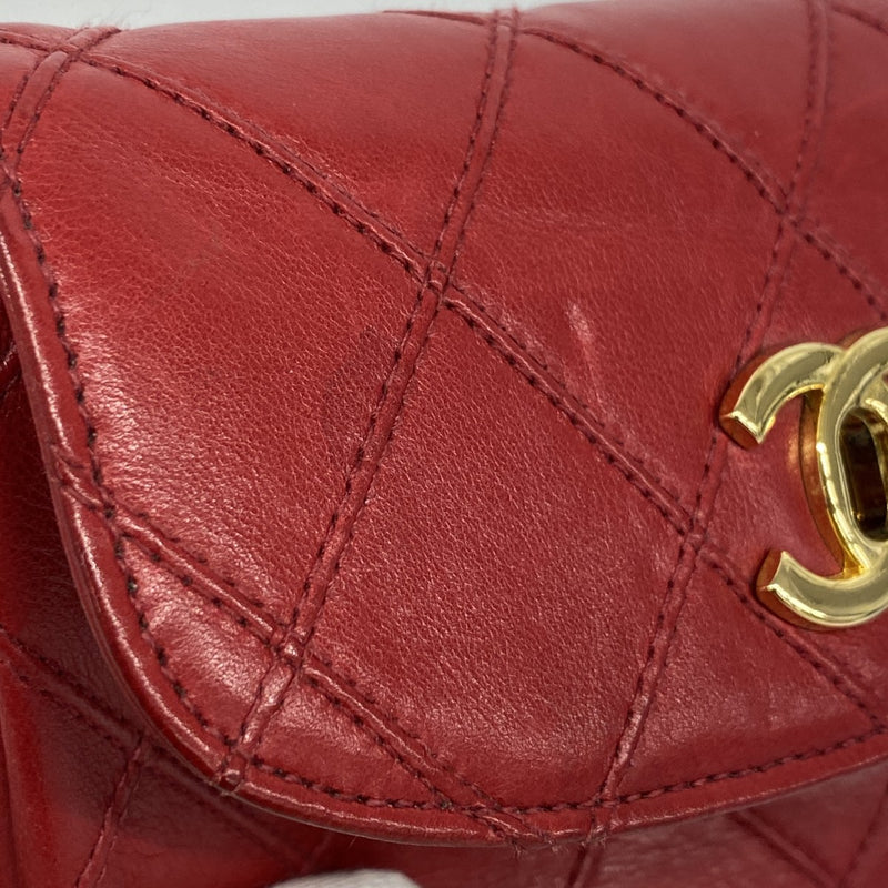美品　CHANEL シャネル　ビコローレ　ターンロック　ウエストバッグ　赤 5od4803】シャネル ウエストバッグ ビコローレ ラムスキン レッド