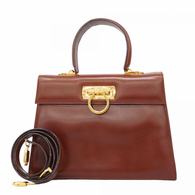 【美品】サルバトーレフェラガモ ガンチーニ ショルダーバッグ ゴールド金具 Salvatore Ferragamo/サルヴァトーレフェラガモ】 ガンチーニ金具