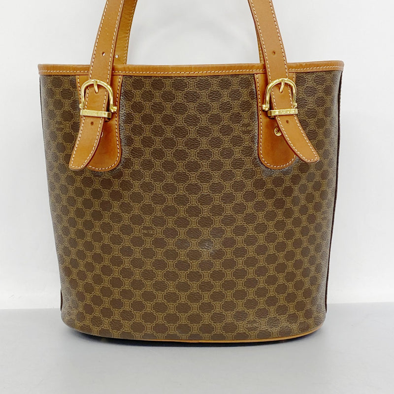 5oe4903】セリーヌ トートバッグ マカダム PVC ブラウン ゴールド金具