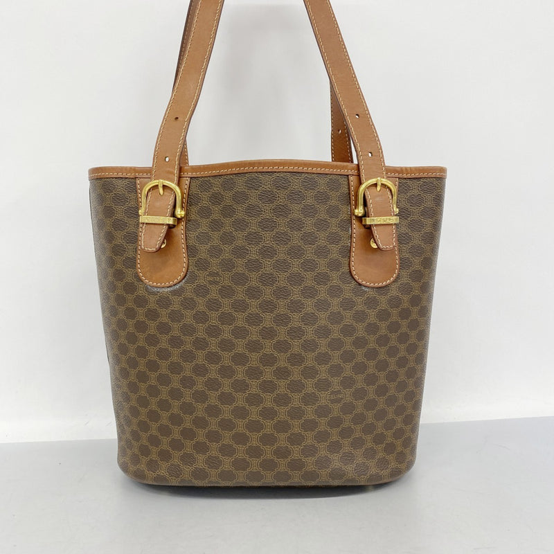 5oe4904】セリーヌ トートバッグ マカダム PVC ブラウン ゴールド金具