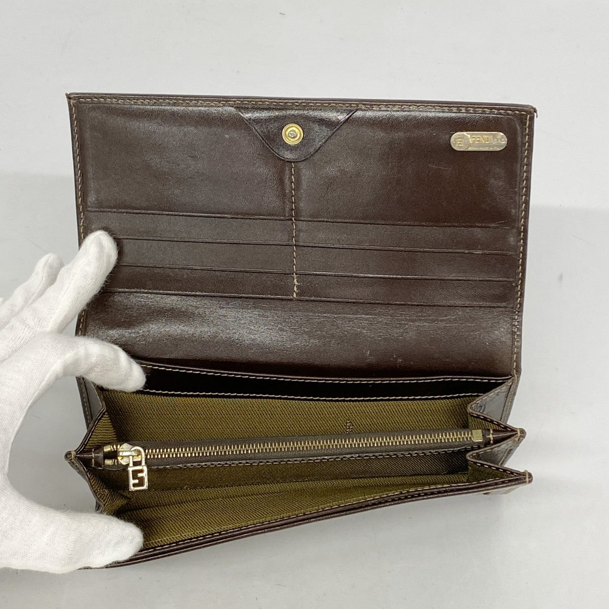 5oe4907】フェンディ 長財布 ズッカ ナイロンキャンバス ブラウン