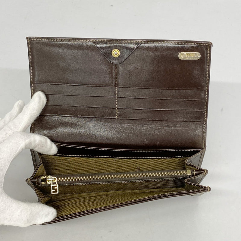 5oe4907】フェンディ 長財布 ズッカ ナイロンキャンバス ブラウン