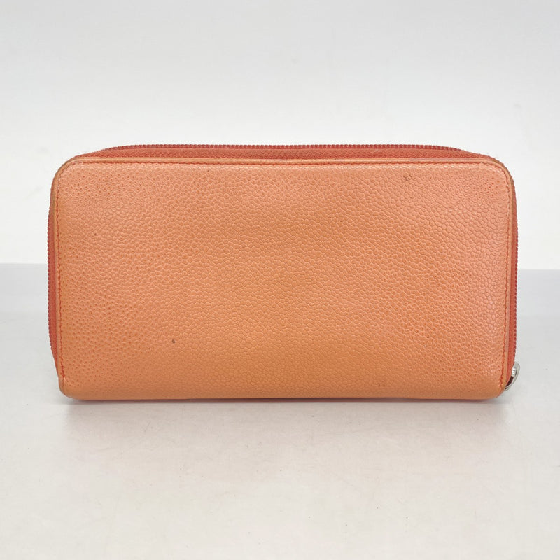 5oe4919】シャネル 長財布 キャビアスキン ピンク【中古】レディース