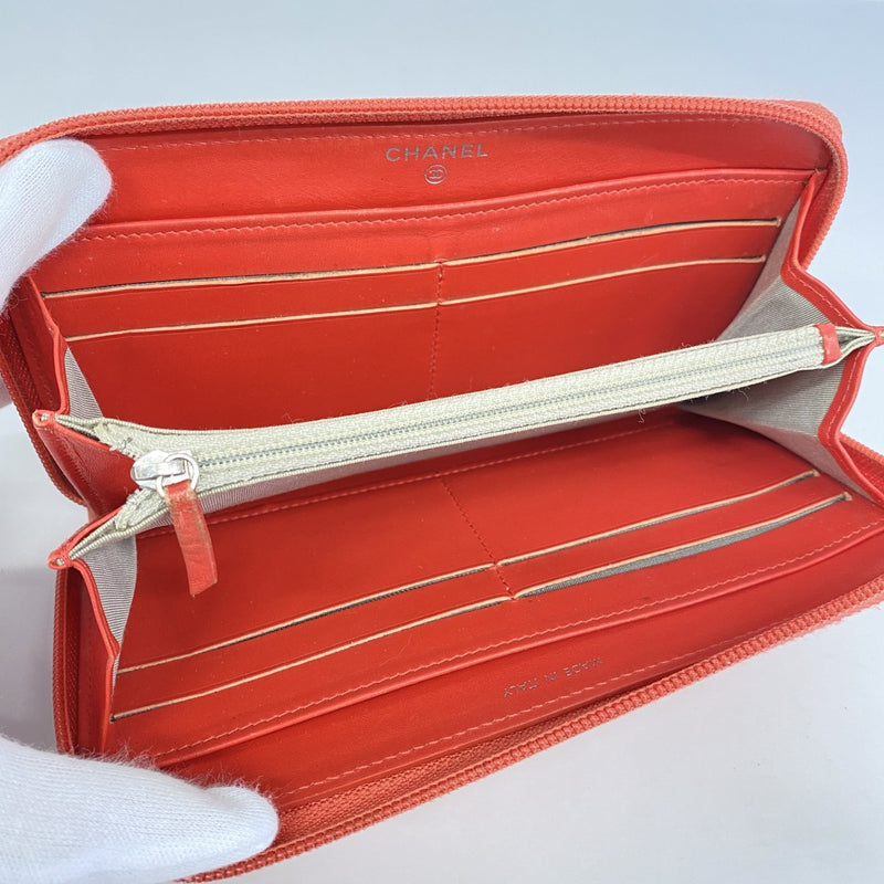 5oe4919】シャネル 長財布 キャビアスキン ピンク【中古】レディース