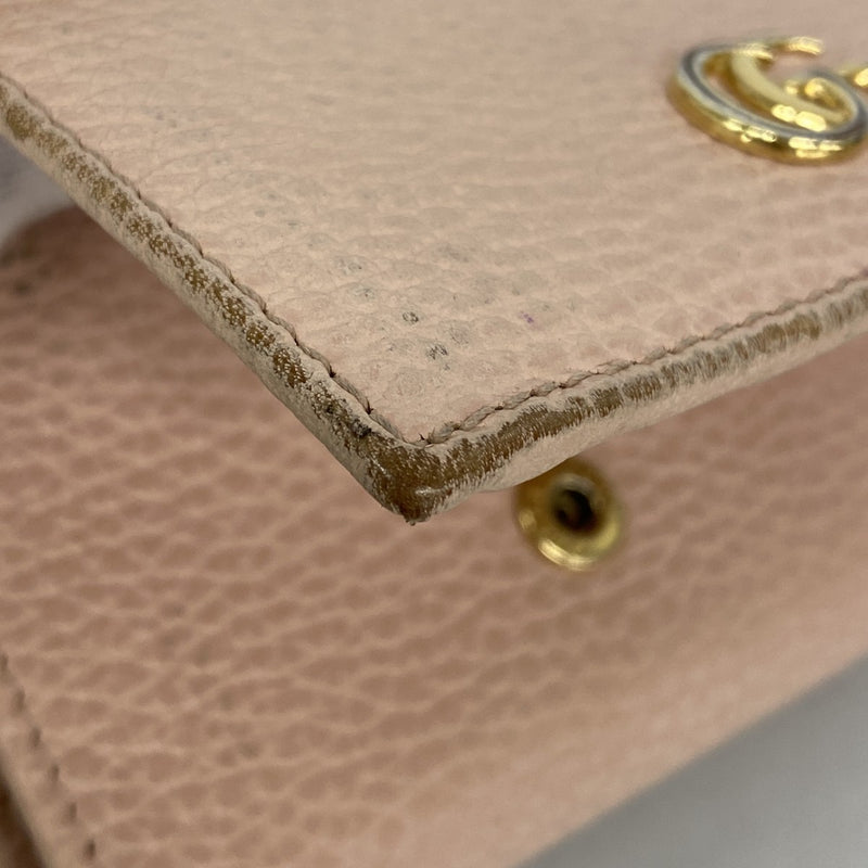 5oe4940-r】グッチ 三つ折り財布 GGマーモント 474746 レザー ピンク