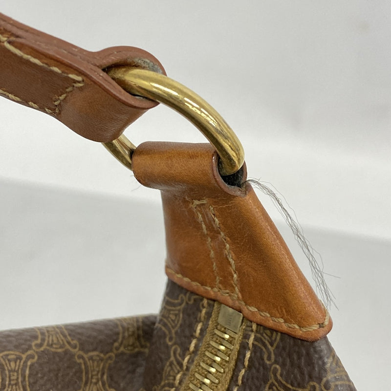 5oe4985】セリーヌ ハンドバッグ マカダム PVC ブラウン ゴールド金具