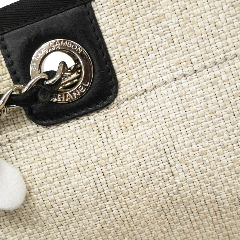 5oe5044-h】シャネル トートバッグ ドーヴィル ラフィア グレー