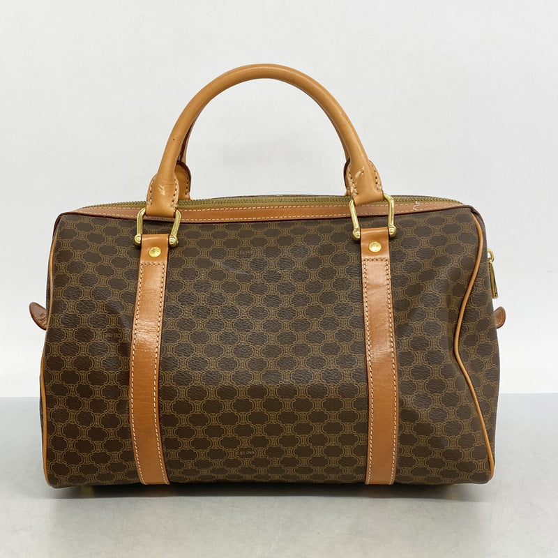 5oe5385】セリーヌ ハンドバッグ マカダム PVC ブラウン ゴールド金具