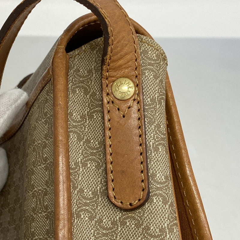 5oe5400】セリーヌ ショルダーバッグ マカダム PVC ベージュ ゴールド