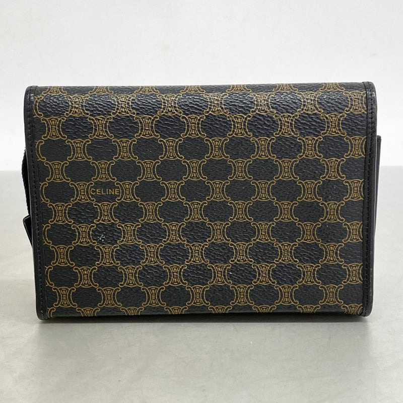 5oe5460】セリーヌ ポーチ マカダム PVC ブラック ゴールド金具【中古
