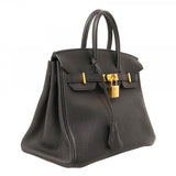 ★SALE【5oe5508-g-h】エルメス ハンドバッグ バーキン25 トゴ ブラック ゴールド金具 B刻印【中古】レディース