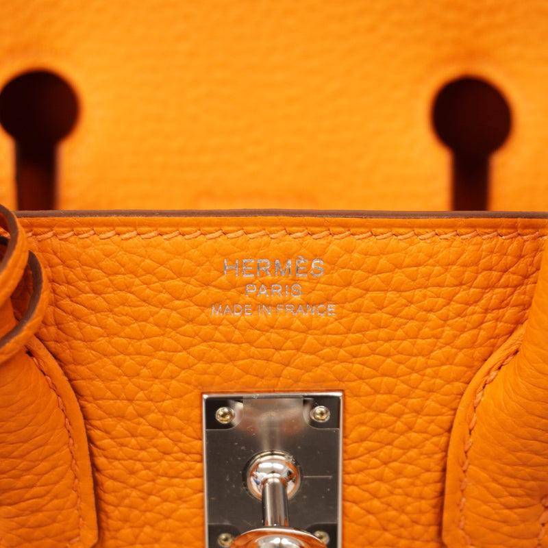 ★在庫処分★最終価格★SALE【5oe5541-g-h】エルメス ハンドバッグ バーキン25 トゴ オレンジ シルバー金具 K刻印【中古】レディース