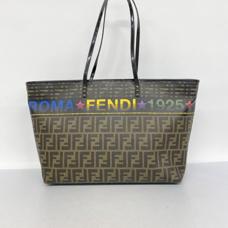 5oe5847】フェンディ トートバッグ ズッカ PVC ブラウン ゴールド金具