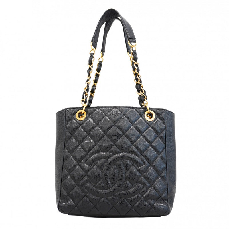 5oe5978-h】シャネル トートバッグ チェーン キャビアスキン ブラック