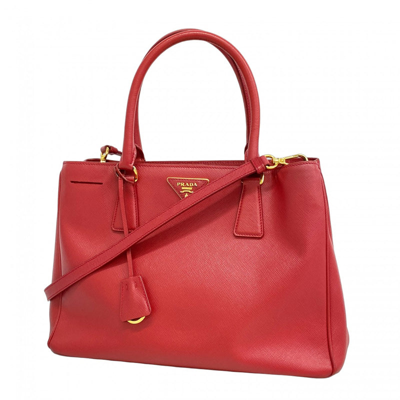 5oe6076】プラダ ハンドバッグ サフィアーノ レザー レッド ゴールド