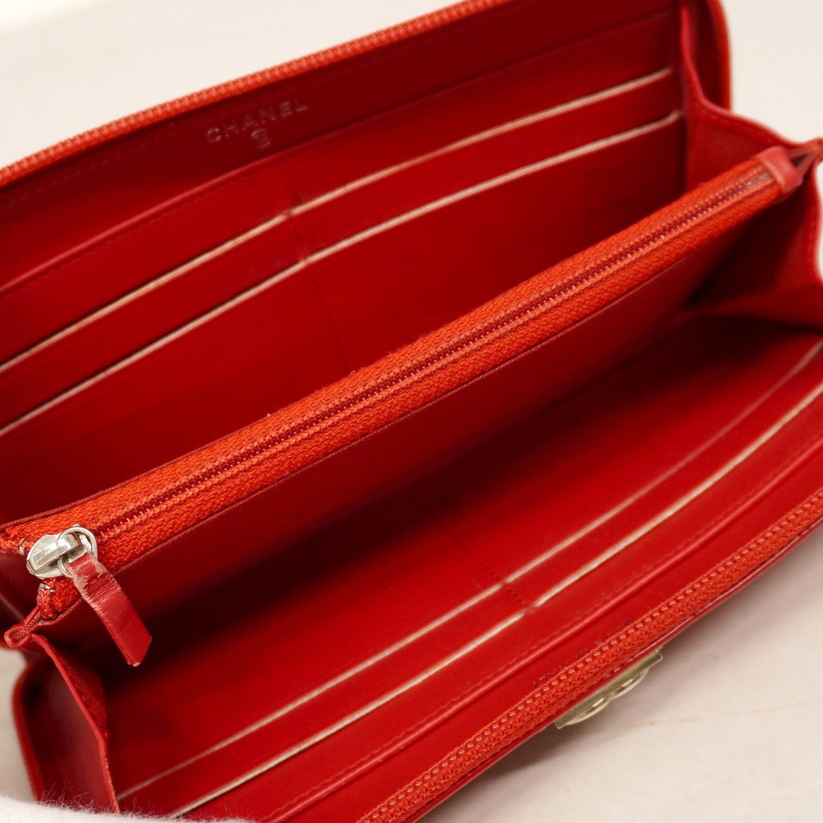 5oe6216】シャネル 長財布 ボーイシャネル パテントレザー レッド