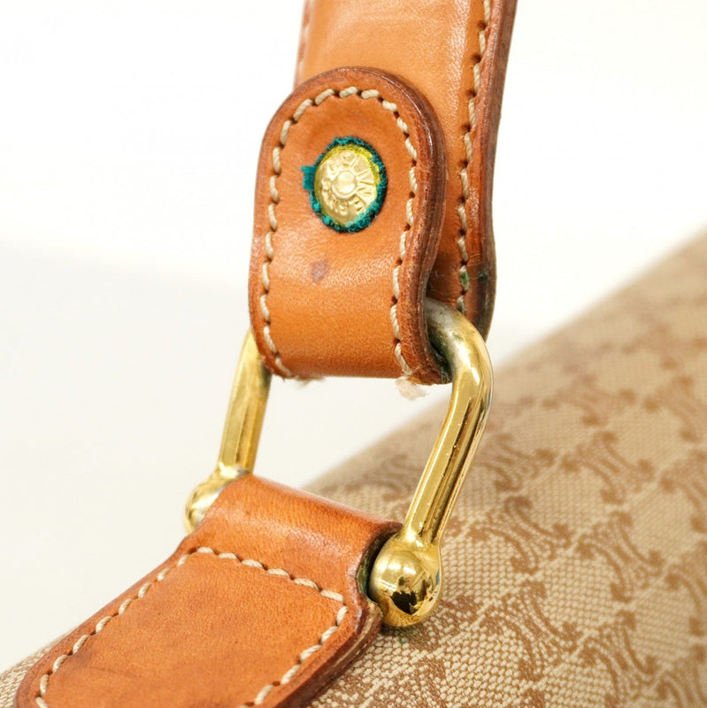 5of6555】セリーヌ ハンドバッグ マカダム PVC ベージュ ブラウン