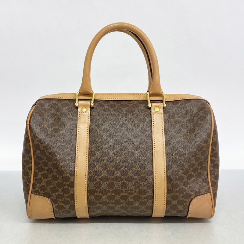 5pa0016】セリーヌ ハンドバッグ マカダム PVC ブラウン ゴールド金具