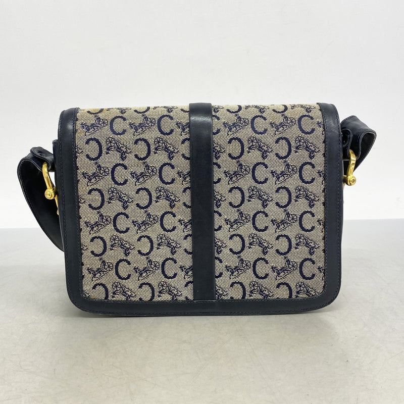 5pa0234】セリーヌ ショルダーバッグ Cマカダム 馬車金具 キャンバス