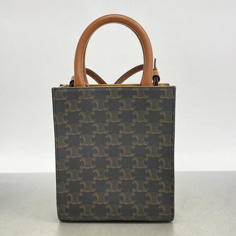 5pa0368-h】セリーヌ ハンドバッグ トリオンフ PVC ブラウン ゴールド