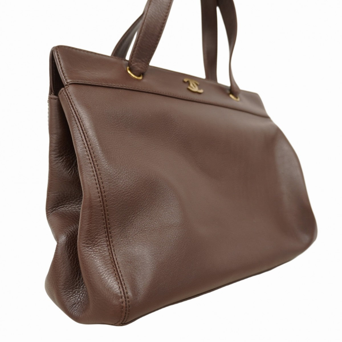5pa0403-h】シャネル トートバッグ レザー ブラウン ゴールド金具 2way