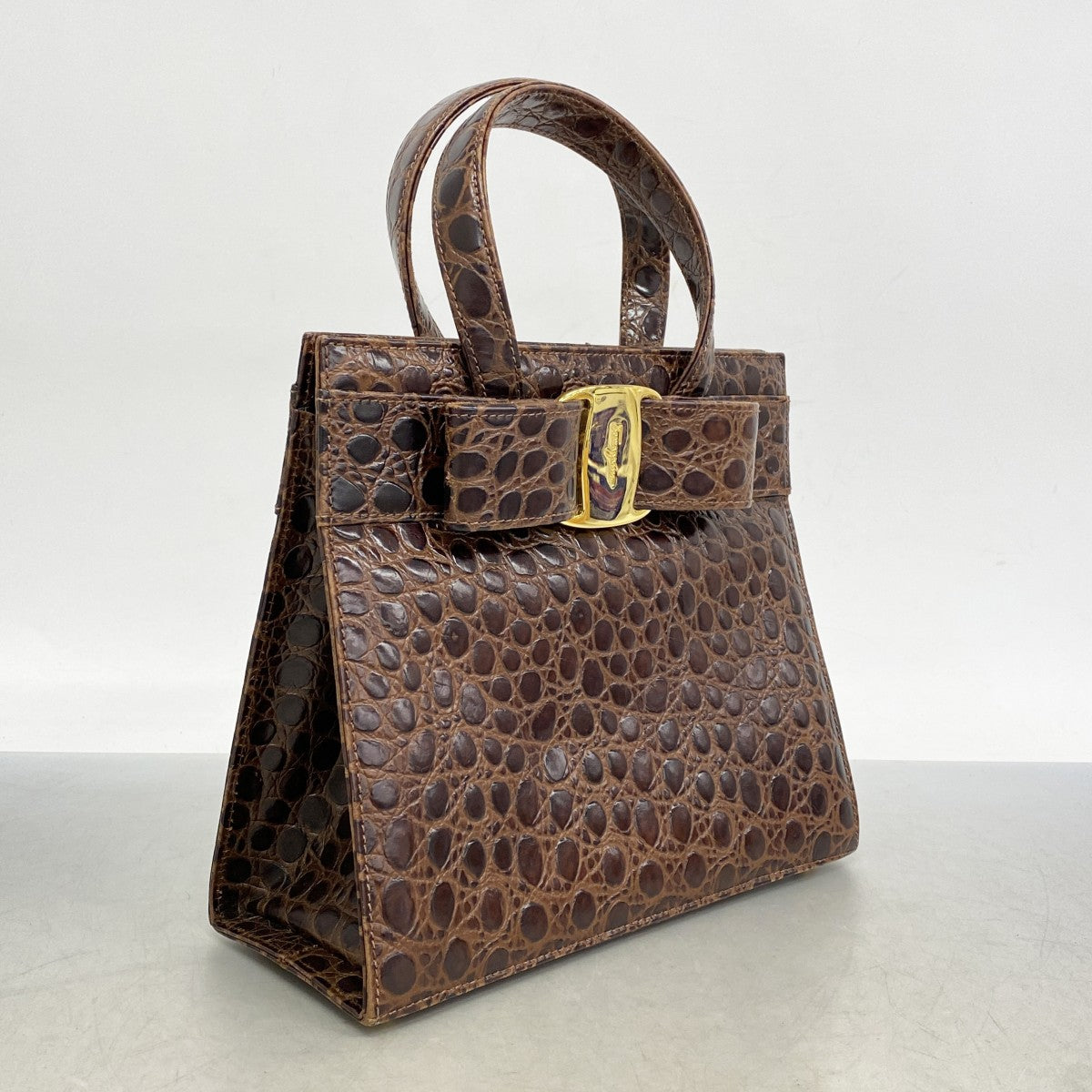 5pa0502】サルヴァトーレフェラガモ ハンドバッグ ヴァラ レザー