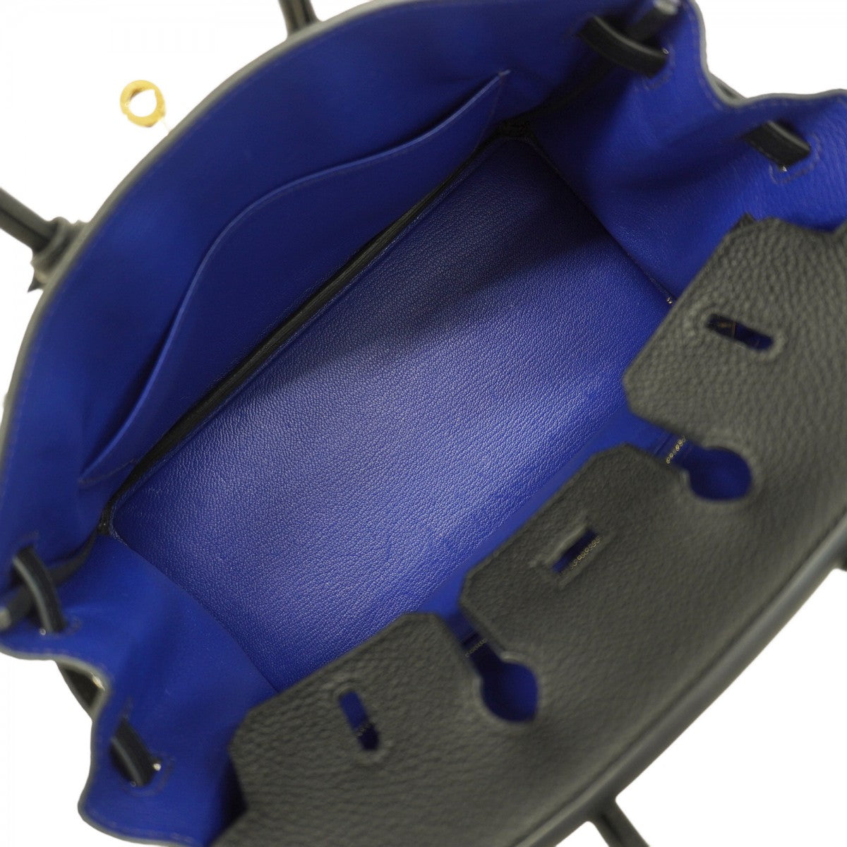 ★最終価格★SALE【5pa0523-g-h】エルメス ハンドバッグ バーキン25 ヴェルソ トゴ ブラック ブルーサフィール ゴールド金具 W刻印【中古】レディース