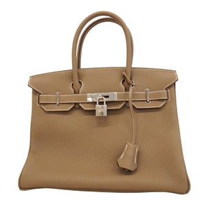 【5pa0524-g-h】エルメス ハンドバッグ バーキン30 トゴ エトゥープ シルバー金具 W刻印【中古】レディース