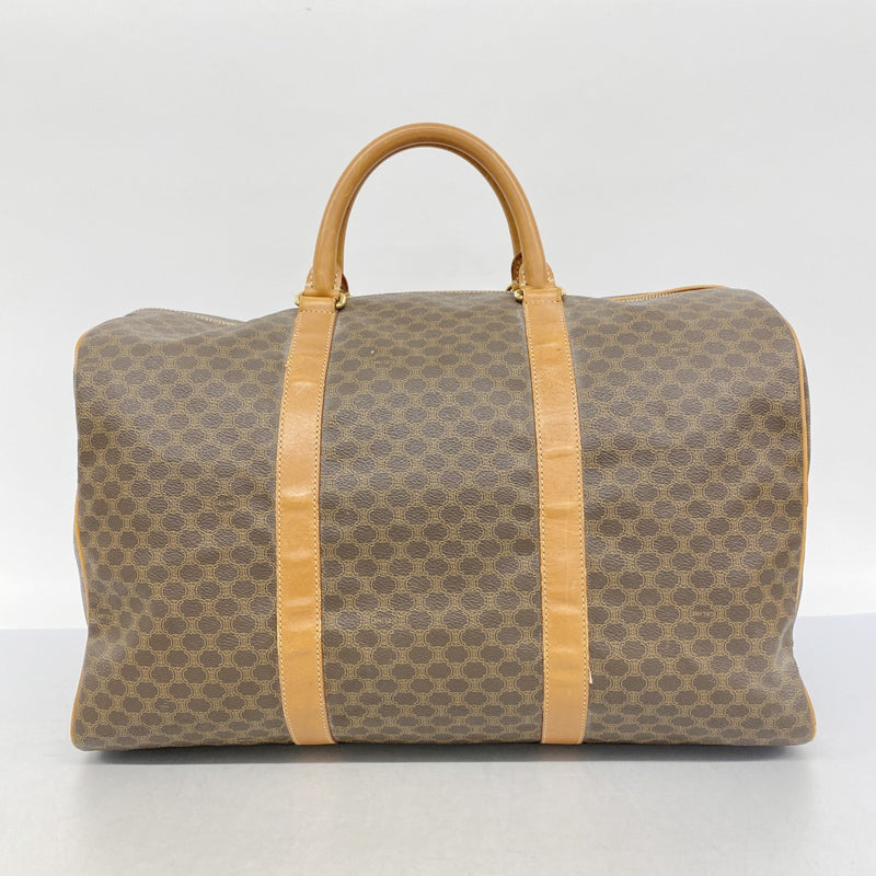 5pa0626】セリーヌ ボストンバッグ マカダム PVC ブラウン ゴールド