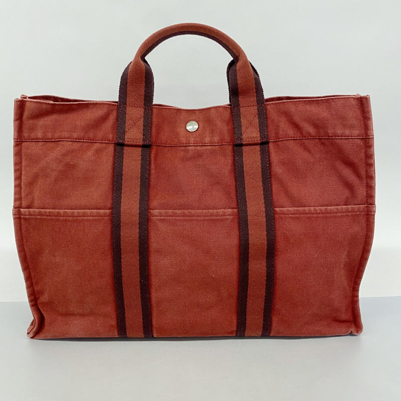 5pa0736】エルメス トートバッグ フールトゥMM キャンバス レッド