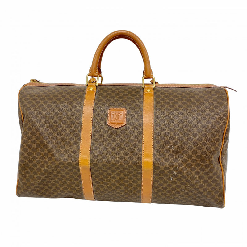 5pa0753】セリーヌ ボストンバッグ マカダム PVC ブラウン ゴールド