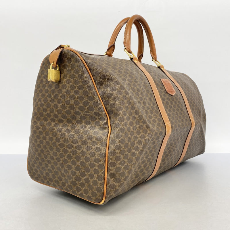 5pa0753】セリーヌ ボストンバッグ マカダム PVC ブラウン ゴールド