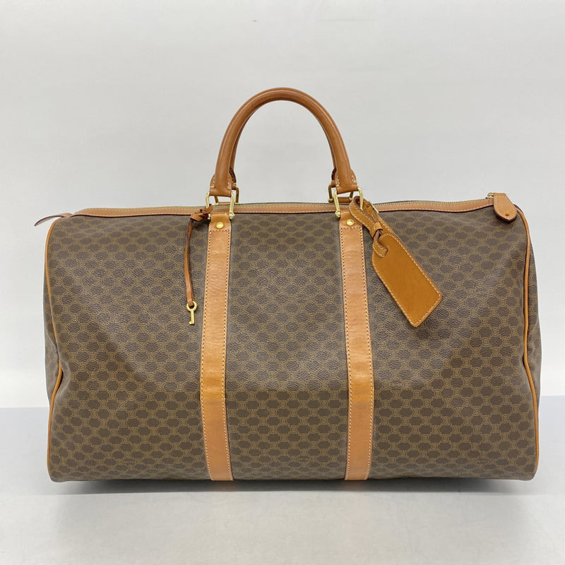 5pa0753】セリーヌ ボストンバッグ マカダム PVC ブラウン ゴールド