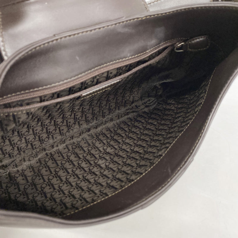 【5pa0883-h】クリスチャンディオール ショルダーバッグ ストリートシック レザー ダークブラウン シルバー金具【中古】レディース