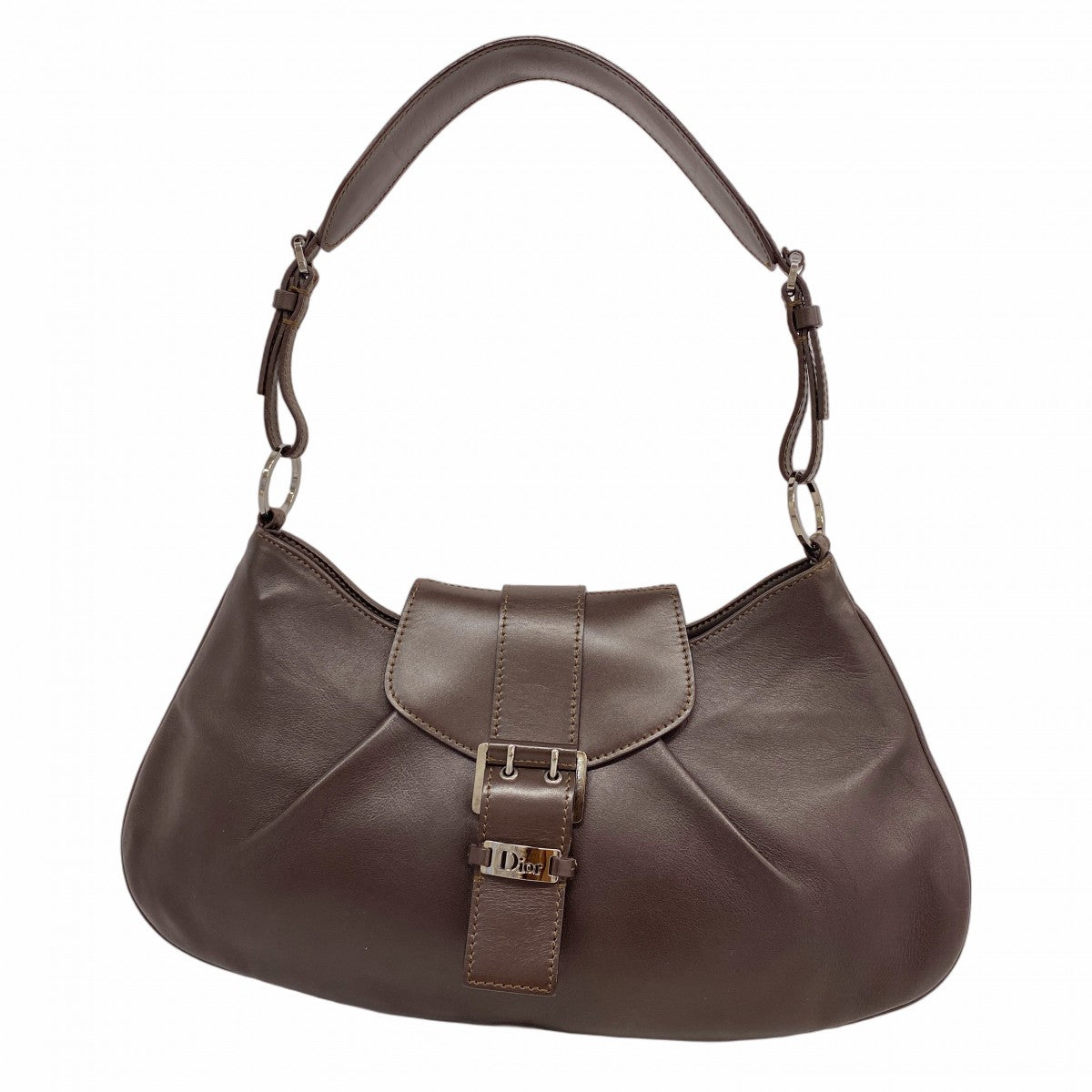 【5pa0883-h】クリスチャンディオール ショルダーバッグ ストリートシック レザー ダークブラウン シルバー金具【中古】レディース